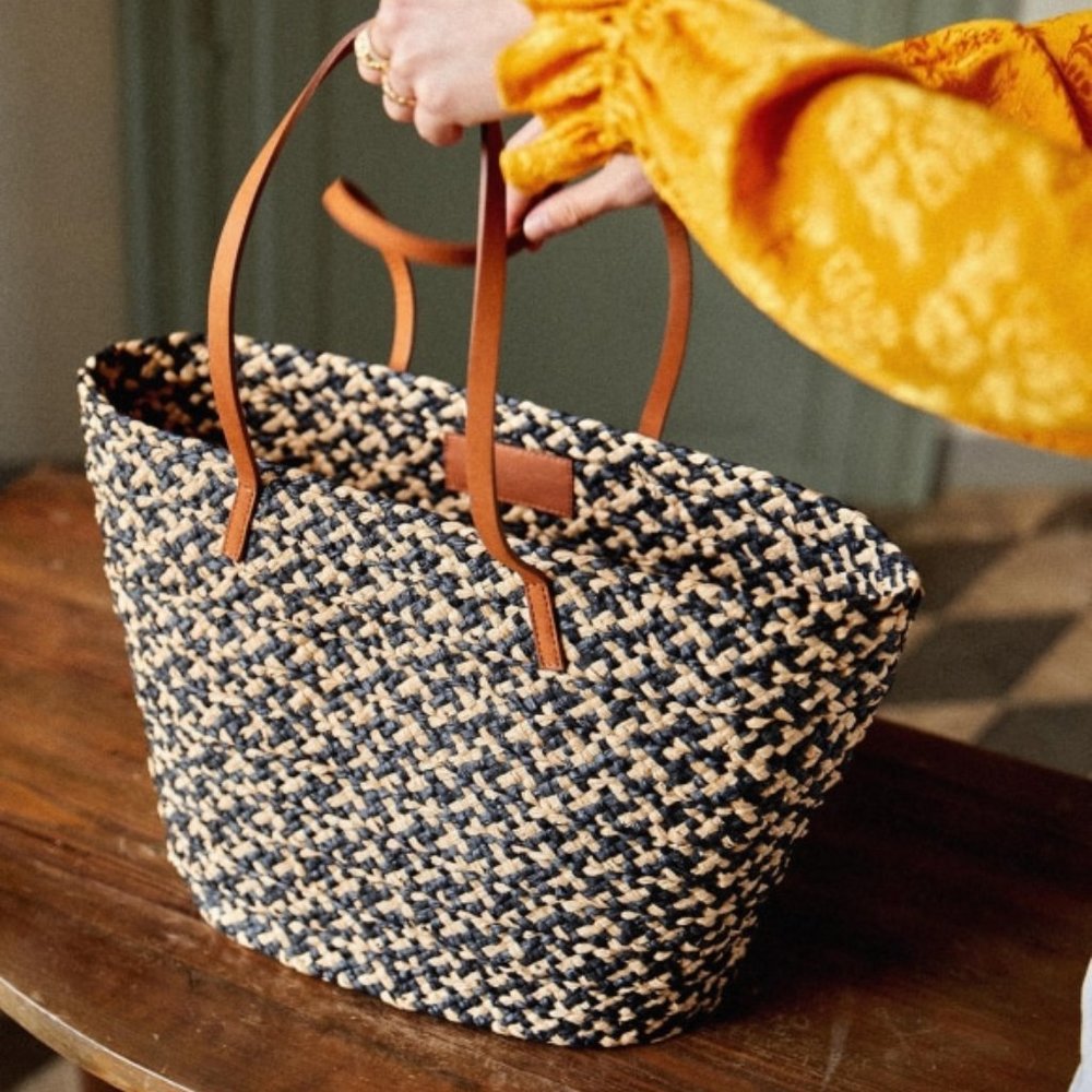 Sezane Auguste Basket in Black Multi